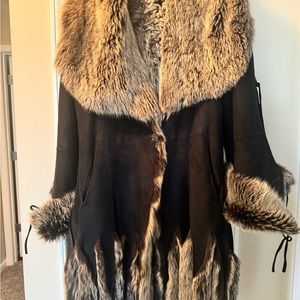 Black w/grey inner lining Shearling Coat.